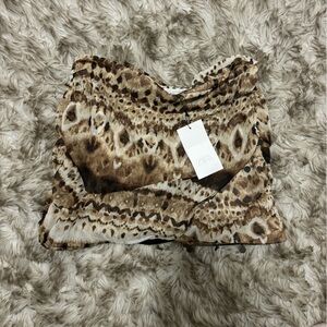 NWT Zara Leopard Print Mini Skirt w/ Beaded Trim Size XL